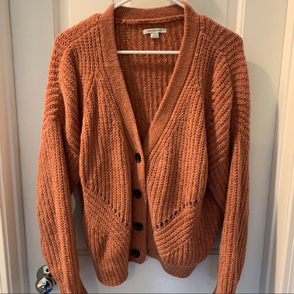 SOLD Burnt orange knit cardigan - Picture 1 of 2